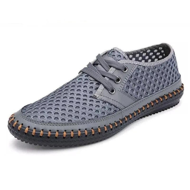 Sommer Atmungsaktives Mesh Männer Casual Schuhe Für Komfortabel Handgemachten Männer Lace-Up müßiggänger Männer Schuhe