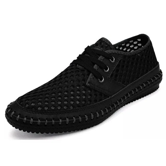 Sommer Atmungsaktives Mesh Männer Casual Schuhe Für Komfortabel Handgemachten Männer Lace-Up müßiggänger Männer Schuhe