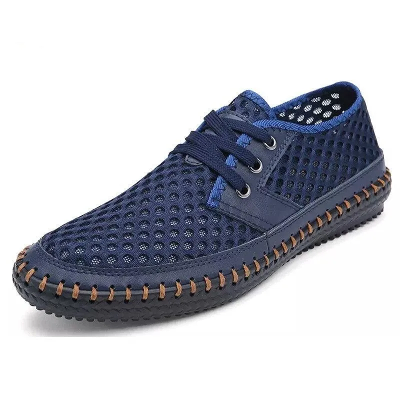 Sommer Atmungsaktives Mesh Männer Casual Schuhe Für Komfortabel Handgemachten Männer Lace-Up müßiggänger Männer Schuhe