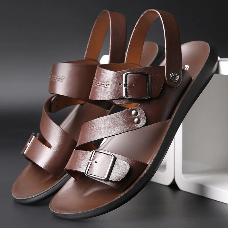 Sommerliche lässige bequeme Barfußsandalen aus echtem Leder für Herren