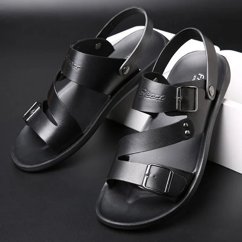 Sommerliche lässige bequeme Barfußsandalen aus echtem Leder für Herren