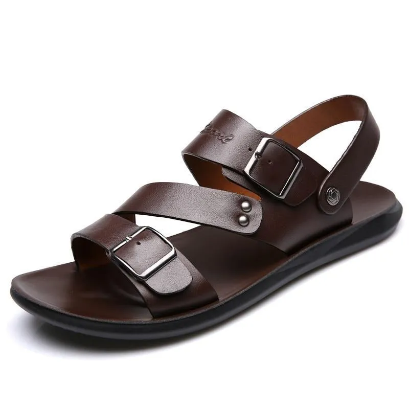 Sommerliche lässige bequeme Barfußsandalen aus echtem Leder für Herren