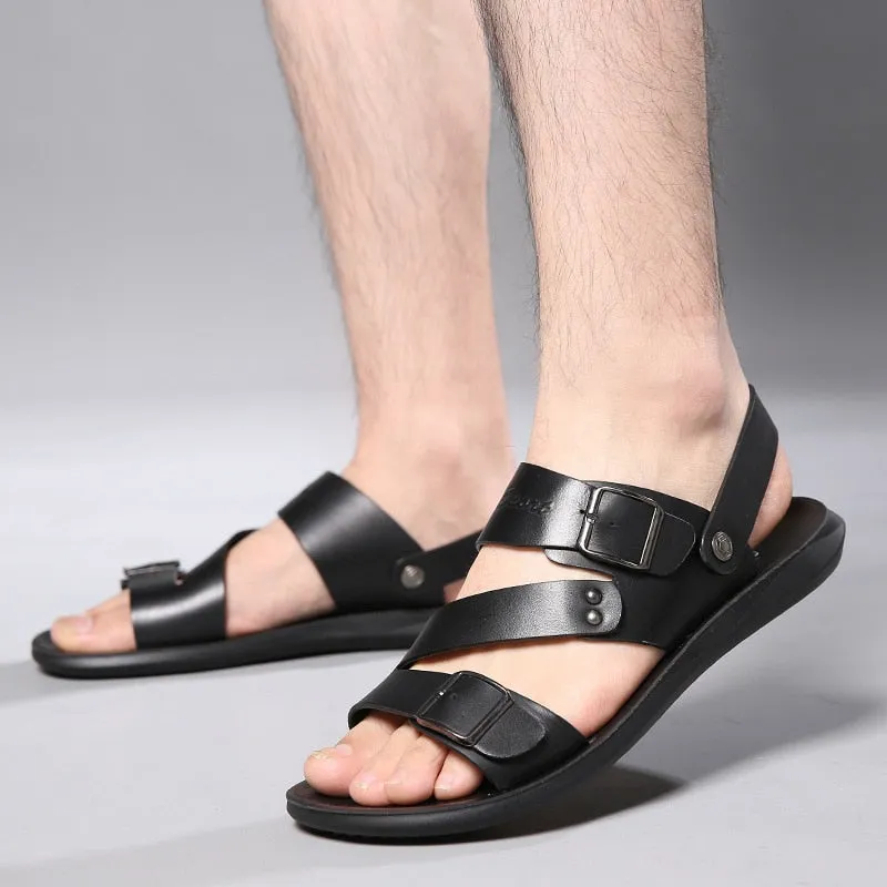 Sommerliche lässige bequeme Barfußsandalen aus echtem Leder für Herren