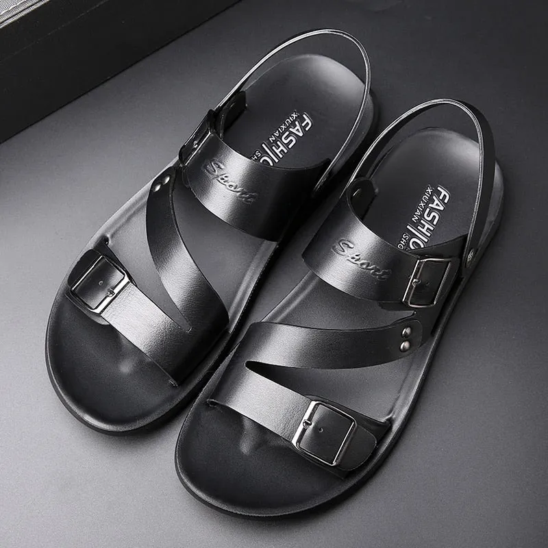 Sommerliche lässige bequeme Barfußsandalen aus echtem Leder für Herren