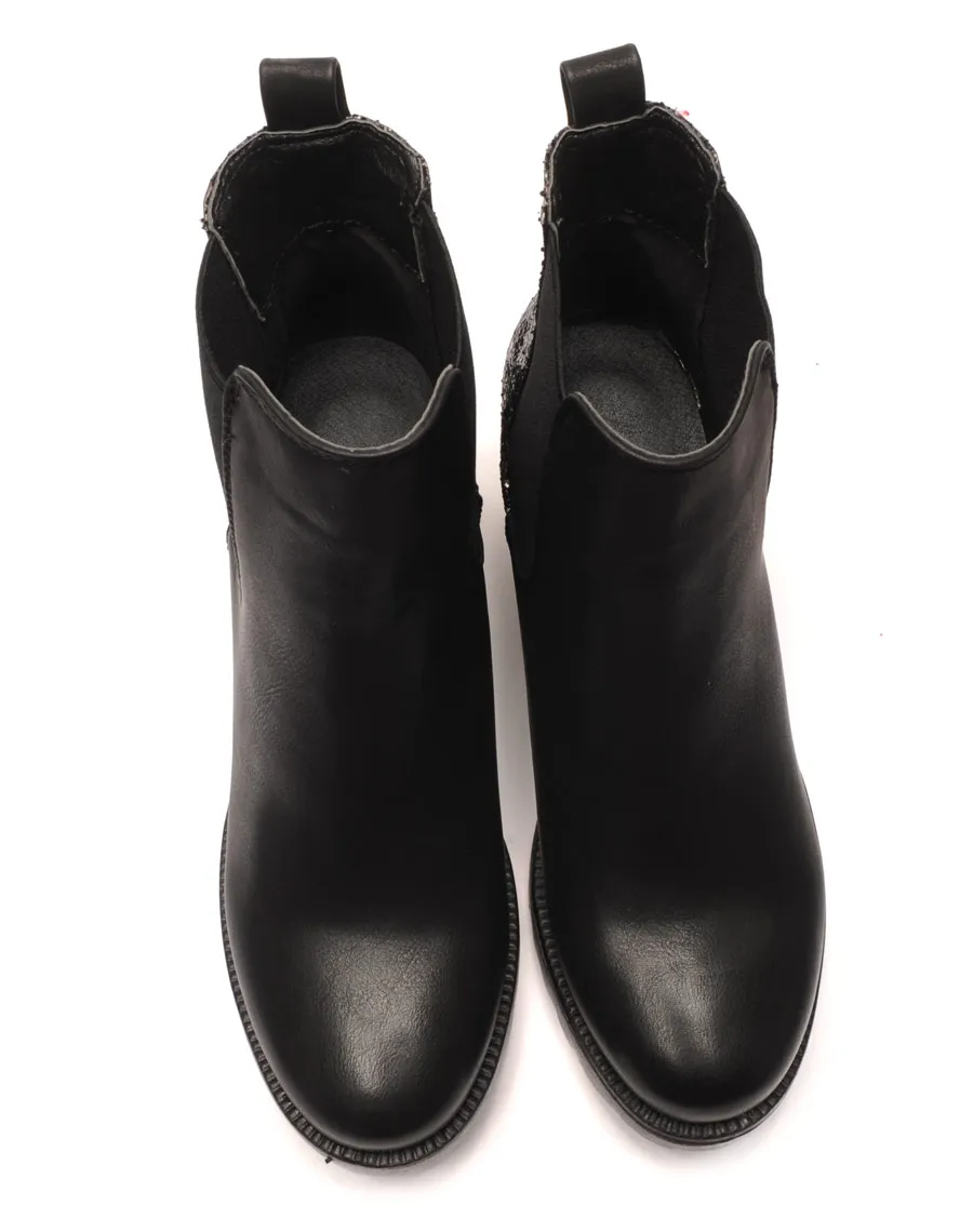 Sublimes Chelsea boots noires à talons et paillettes