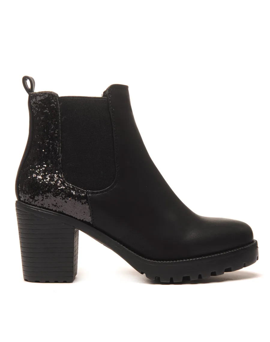 Sublimes Chelsea boots noires à talons et paillettes