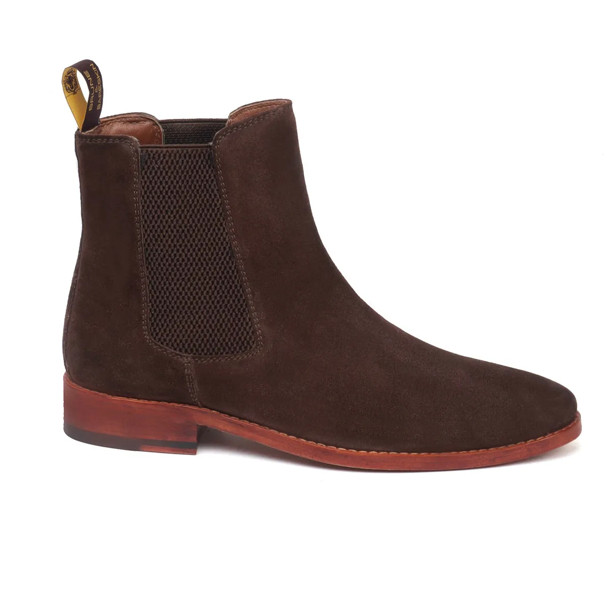 Suede Leather Chelsea Boot In Dark Brown Color