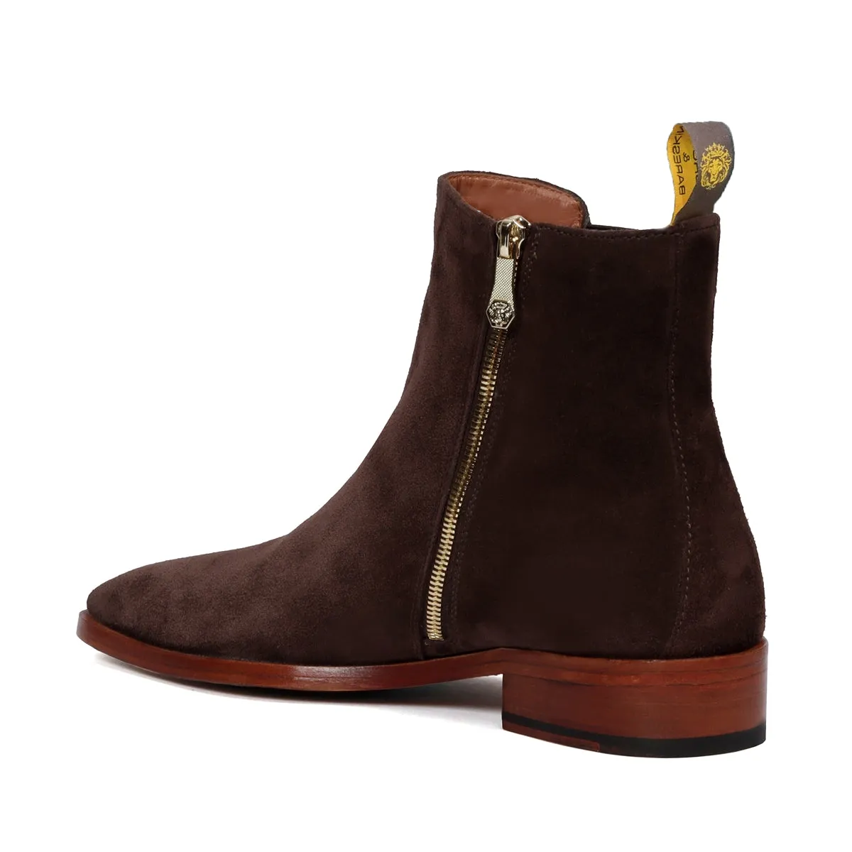 Suede Leather Chelsea Boots in Dark Brown Suede Leather With Leather Sole By Brune & Bareskin