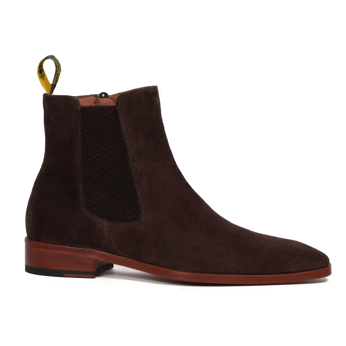 Suede Leather Chelsea Boots in Dark Brown Suede Leather With Leather Sole By Brune & Bareskin