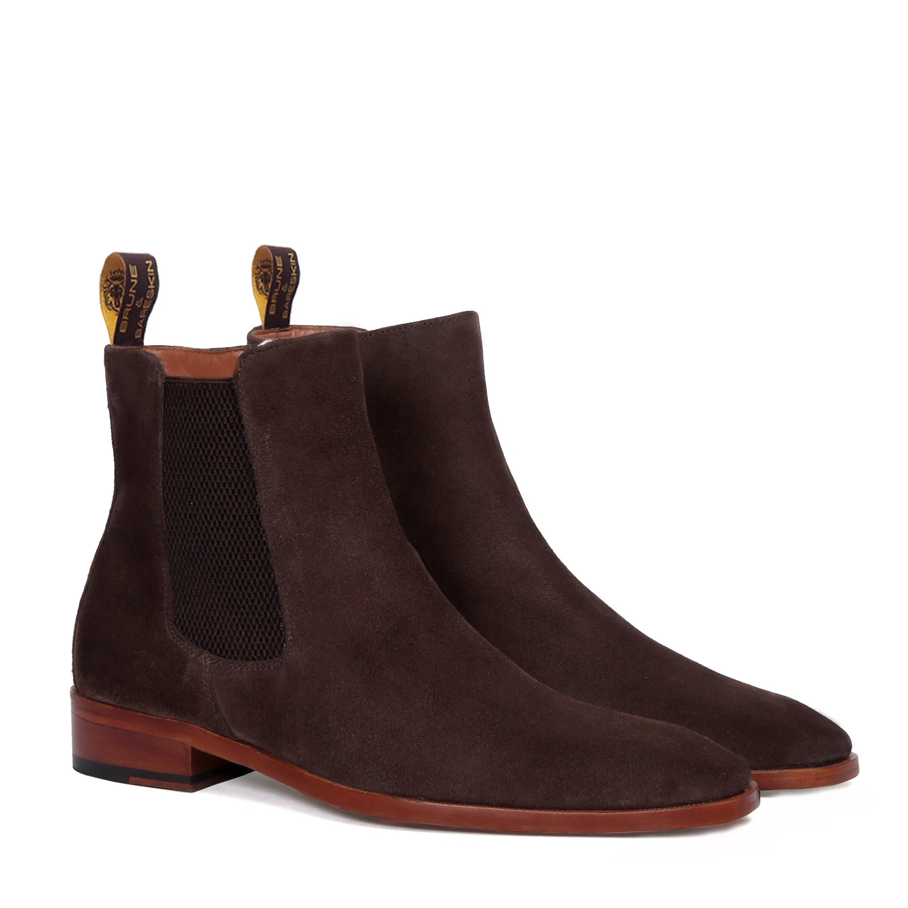 Suede Leather Chelsea Boots in Dark Brown Suede Leather With Leather Sole By Brune & Bareskin