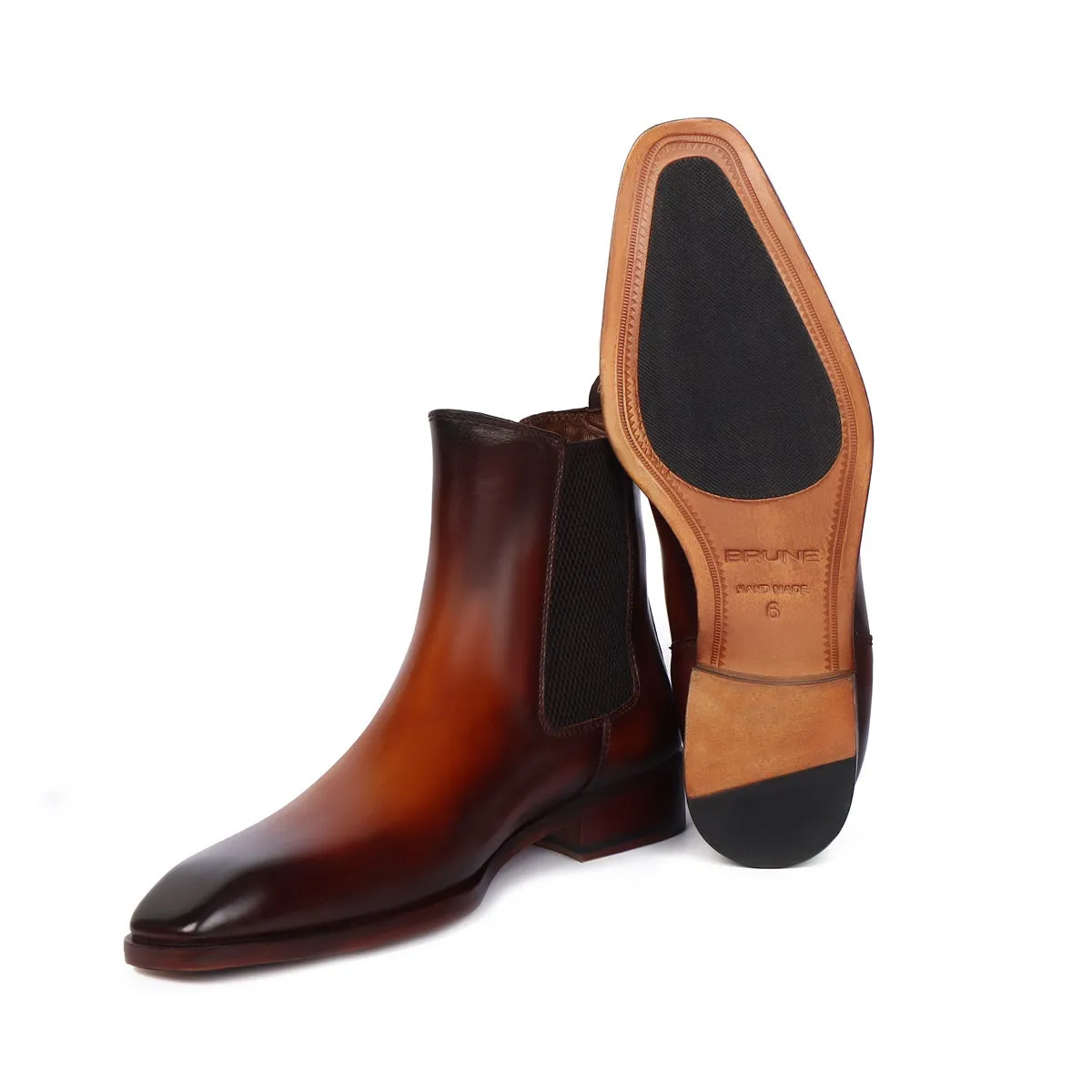 Tan Chelsea Boots For Men With Leather Sole