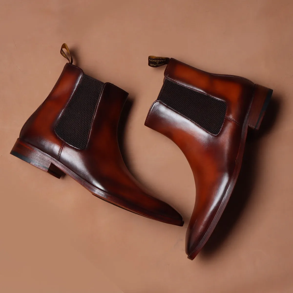 Tan Chelsea Boots For Men With Leather Sole