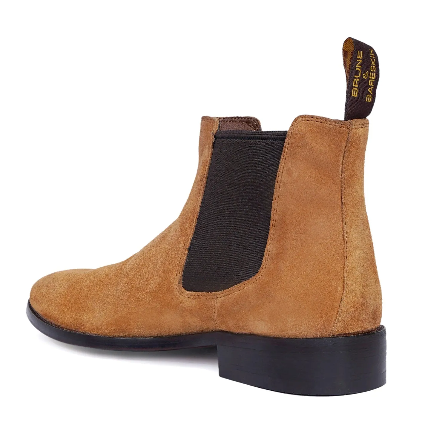 Tan Suede Leather Chelsea Boots with Leather Sole