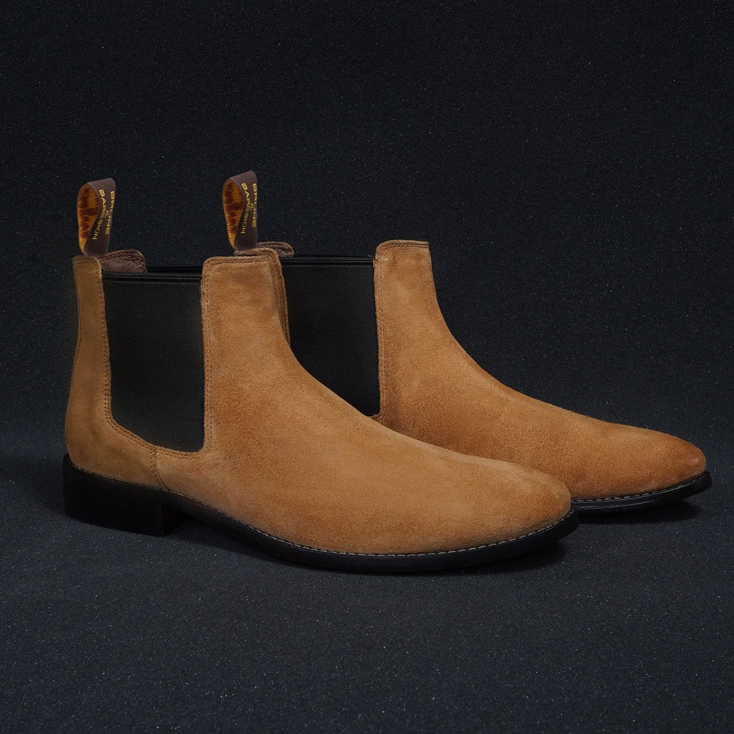 Tan Suede Leather Chelsea Boots with Leather Sole