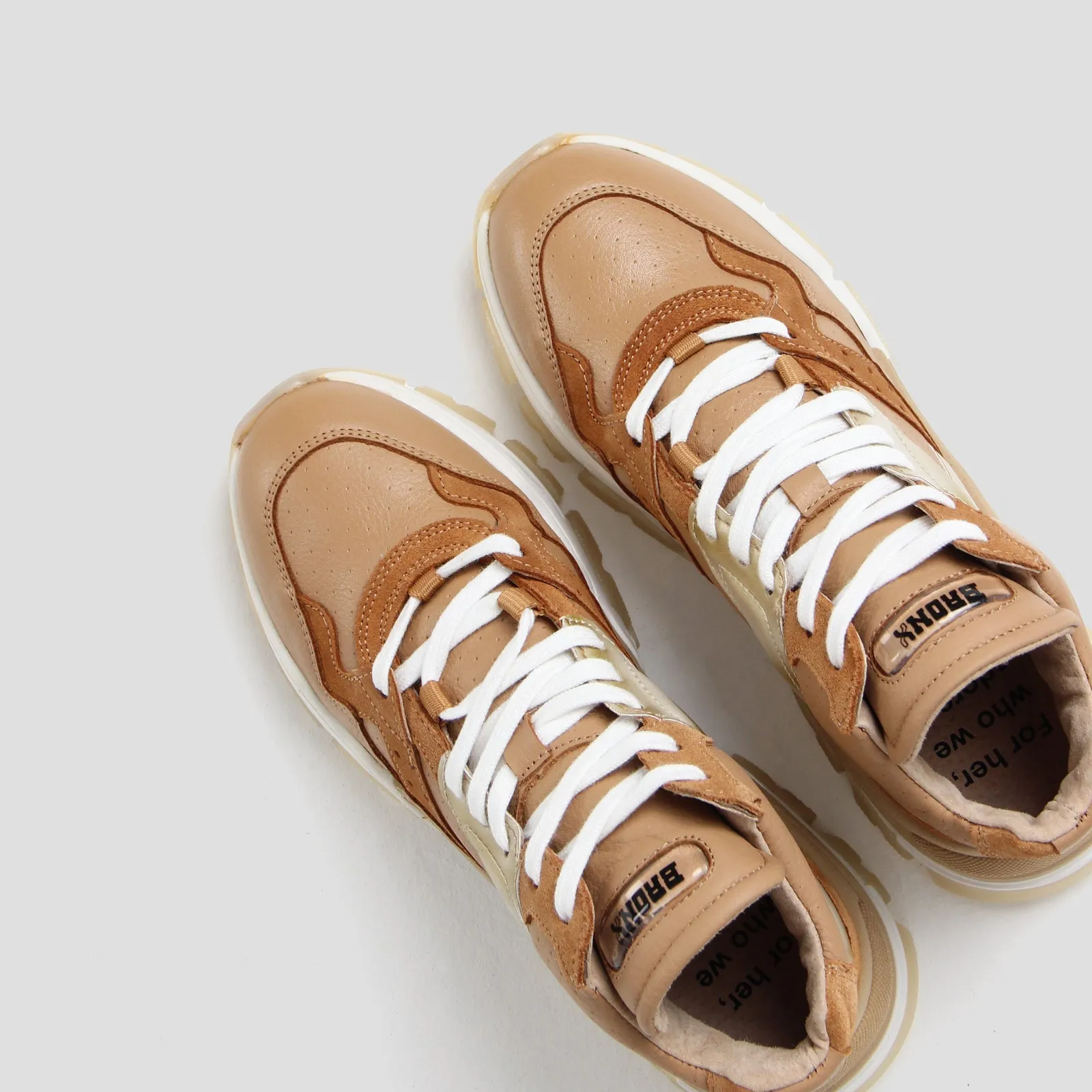 Tayke Over High Top Dark Camel Chunky Sneakers