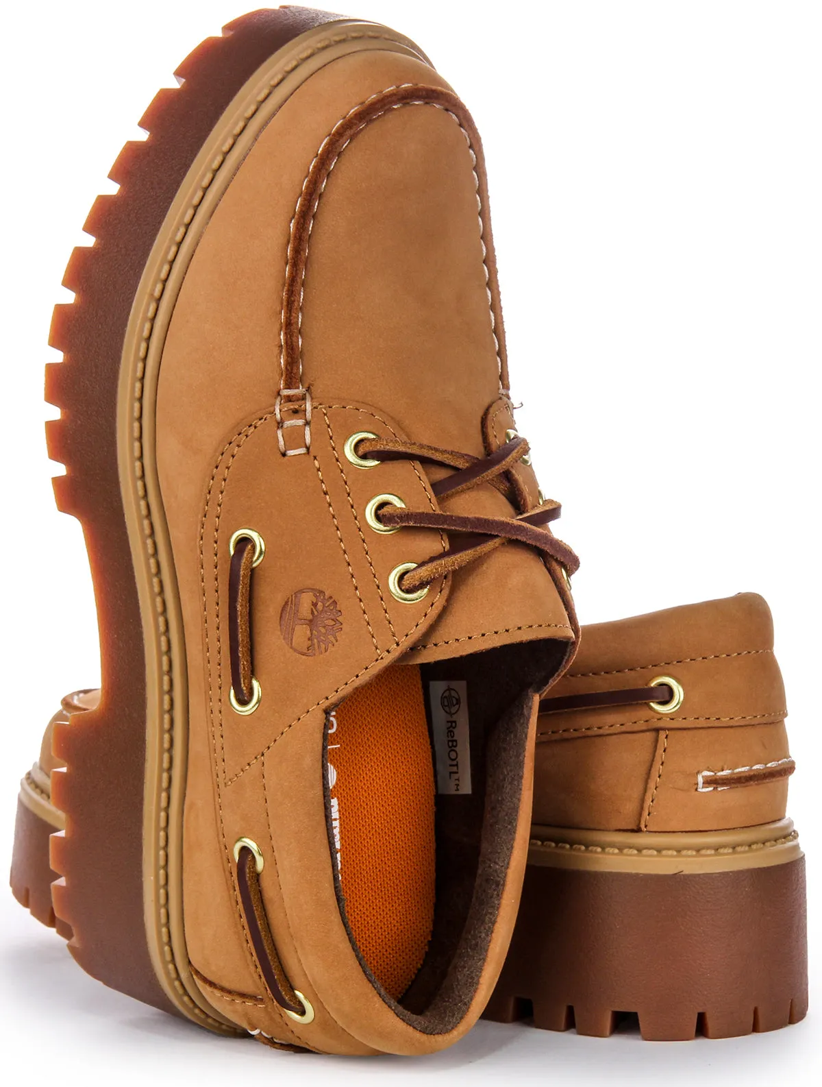 Timberland Stone Steet A6Aus In Wheat Boat Platform Shoe