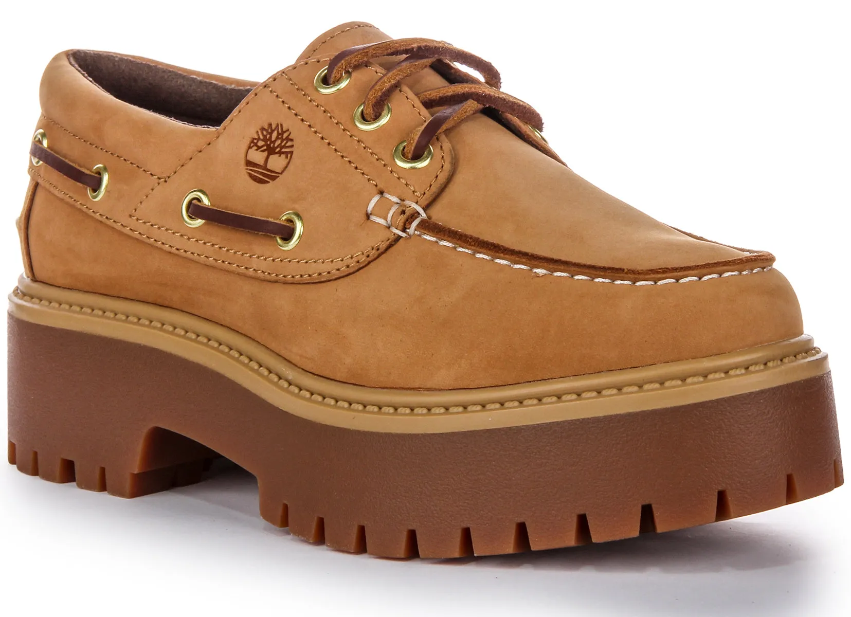 Timberland Stone Steet A6Aus In Wheat Boat Platform Shoe