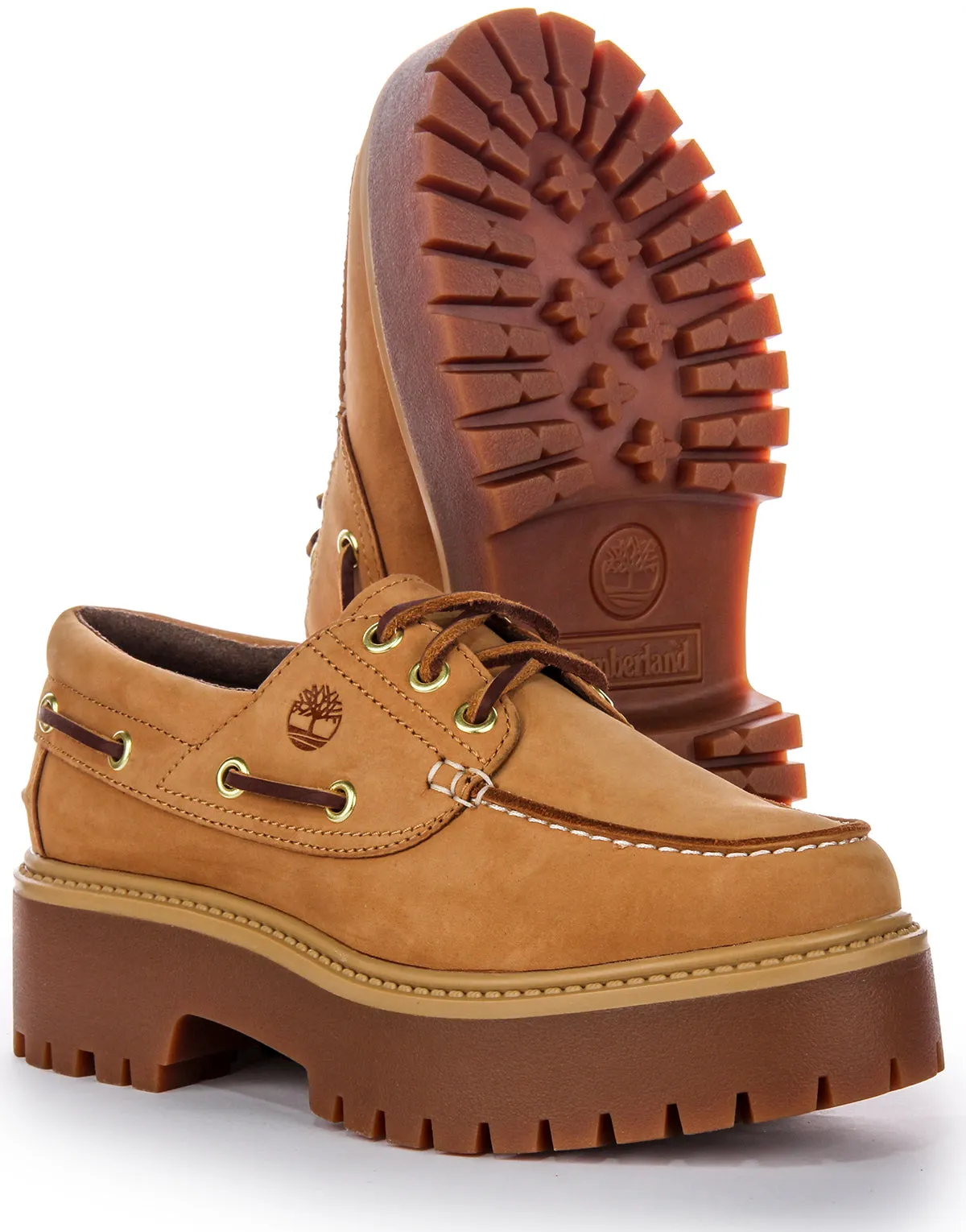 Timberland Stone Steet A6Aus In Wheat Boat Platform Shoe