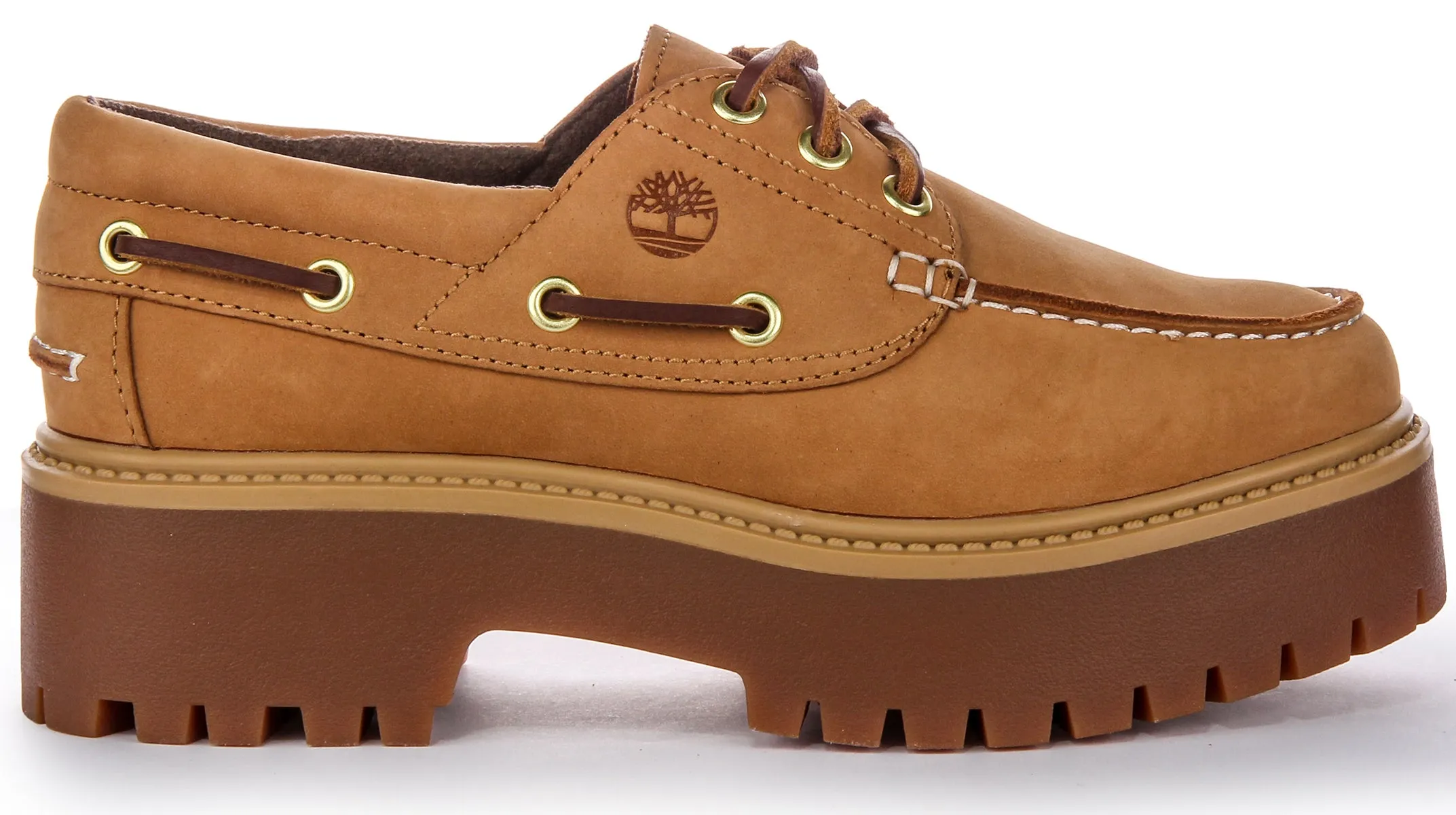 Timberland Stone Steet A6Aus In Wheat Boat Platform Shoe