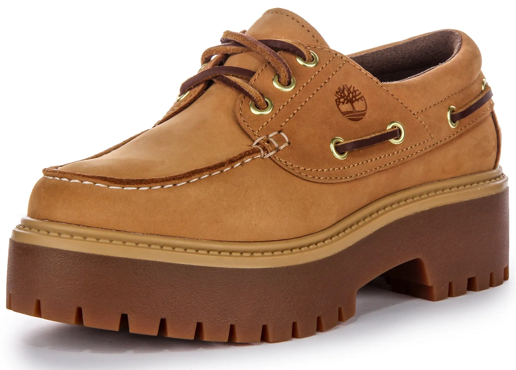 Timberland Stone Steet A6Aus In Wheat Boat Platform Shoe