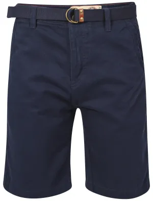 Tokyo Laundry Cotton Shorts with Belt in Midnight Blue