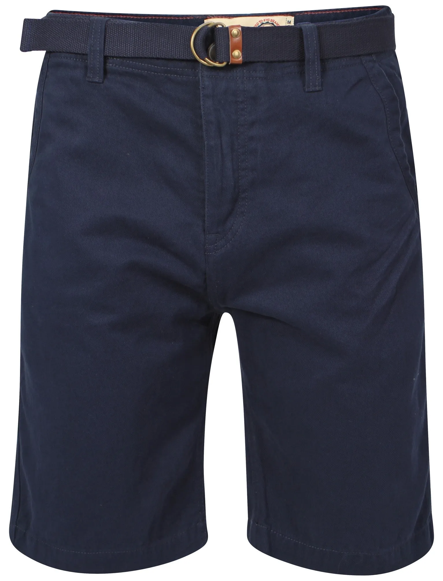 Tokyo Laundry Cotton Shorts with Belt in Midnight Blue