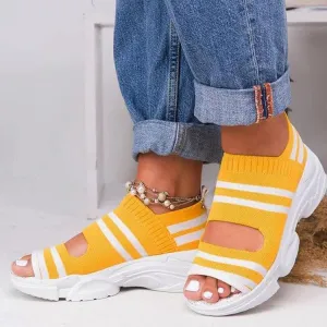 Vanccy - Casual Woven Wedge Comfy Open Toe Sandals