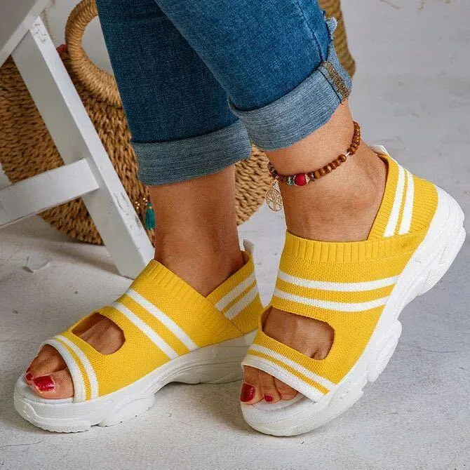 Vanccy - Casual Woven Wedge Comfy Open Toe Sandals