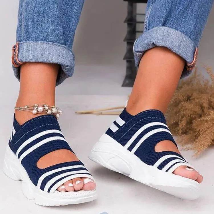 Vanccy - Casual Woven Wedge Comfy Open Toe Sandals