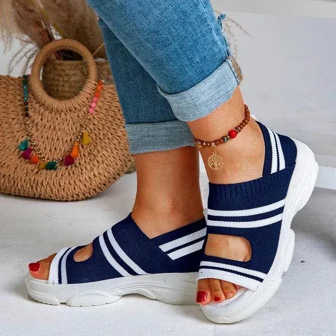 Vanccy - Casual Woven Wedge Comfy Open Toe Sandals