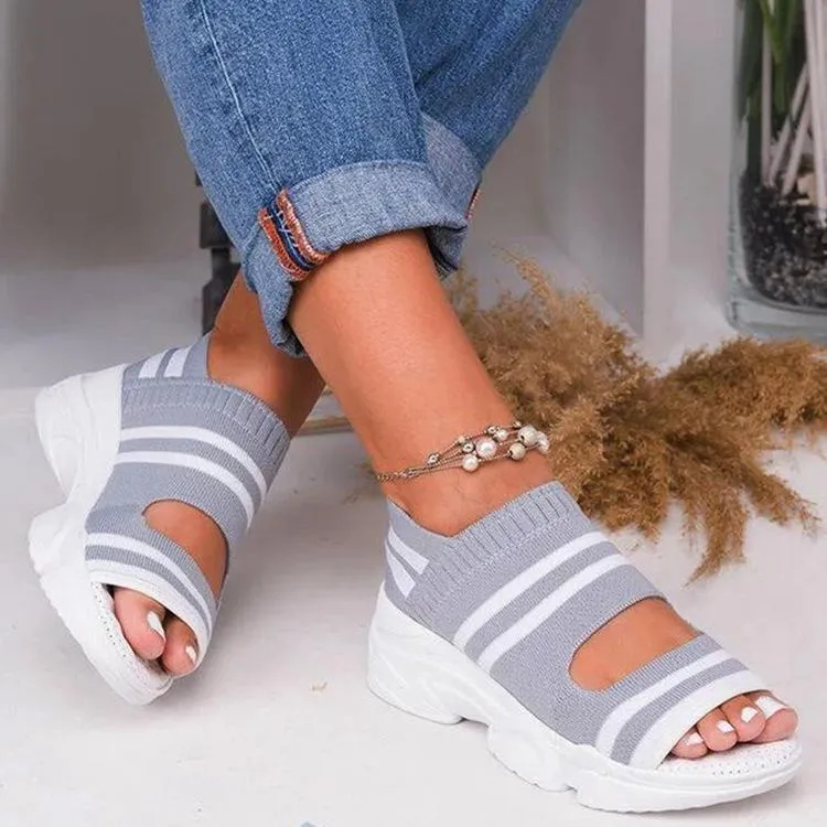 Vanccy - Casual Woven Wedge Comfy Open Toe Sandals