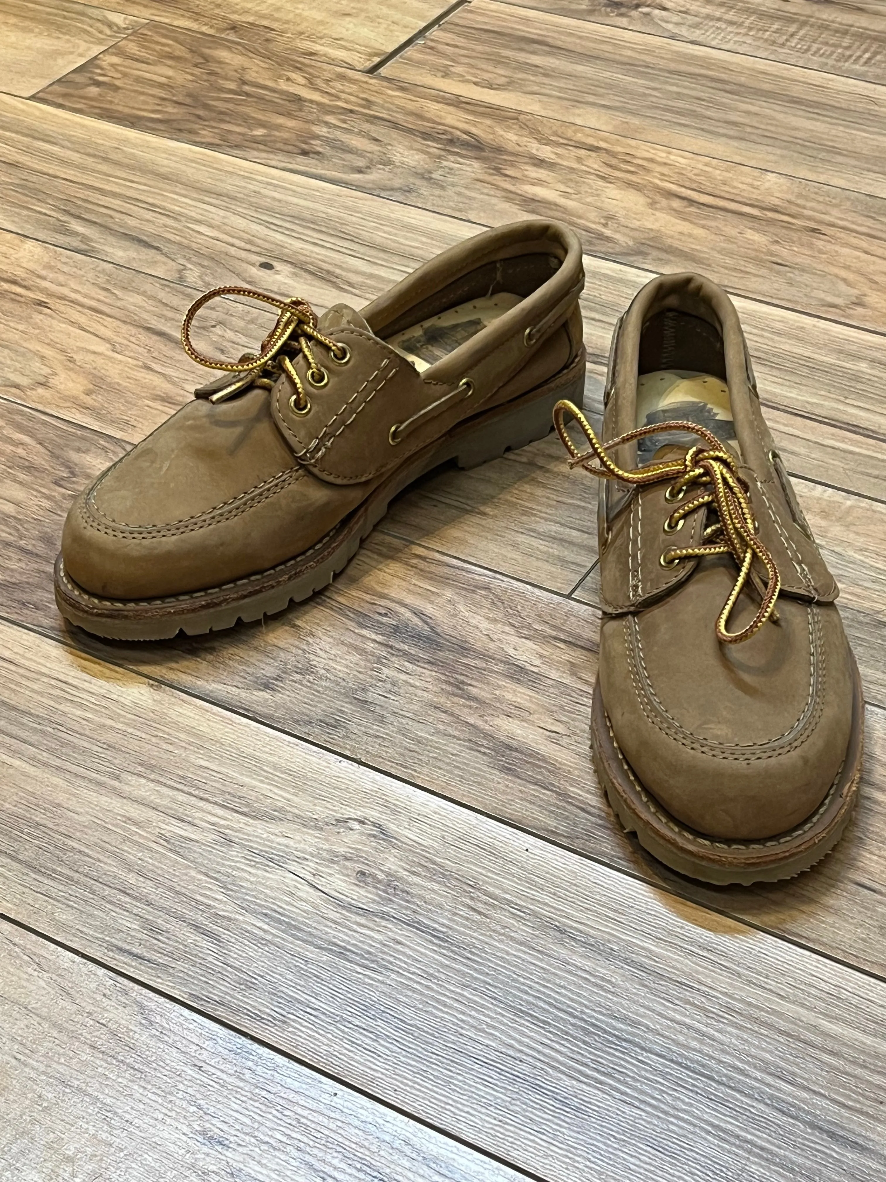 Vintage Prospector 1980’s Deadstock Brown Leather Boat Shoe, Made in Canada, Womens US 8