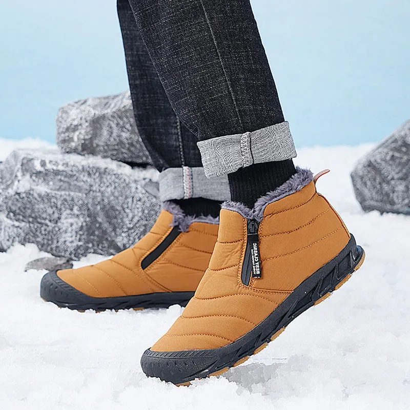 Winterschuhe Damen Warm Gefüttert Schneestiefel Reißverschluss Kurzschaft Stiefel Flach Winter Outdoor Boots Bequem Rutschfeste Winterstiefel