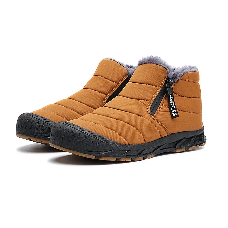 Winterschuhe Damen Warm Gefüttert Schneestiefel Reißverschluss Kurzschaft Stiefel Flach Winter Outdoor Boots Bequem Rutschfeste Winterstiefel