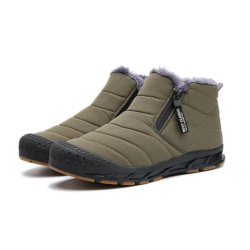 Winterschuhe Damen Warm Gefüttert Schneestiefel Reißverschluss Kurzschaft Stiefel Flach Winter Outdoor Boots Bequem Rutschfeste Winterstiefel