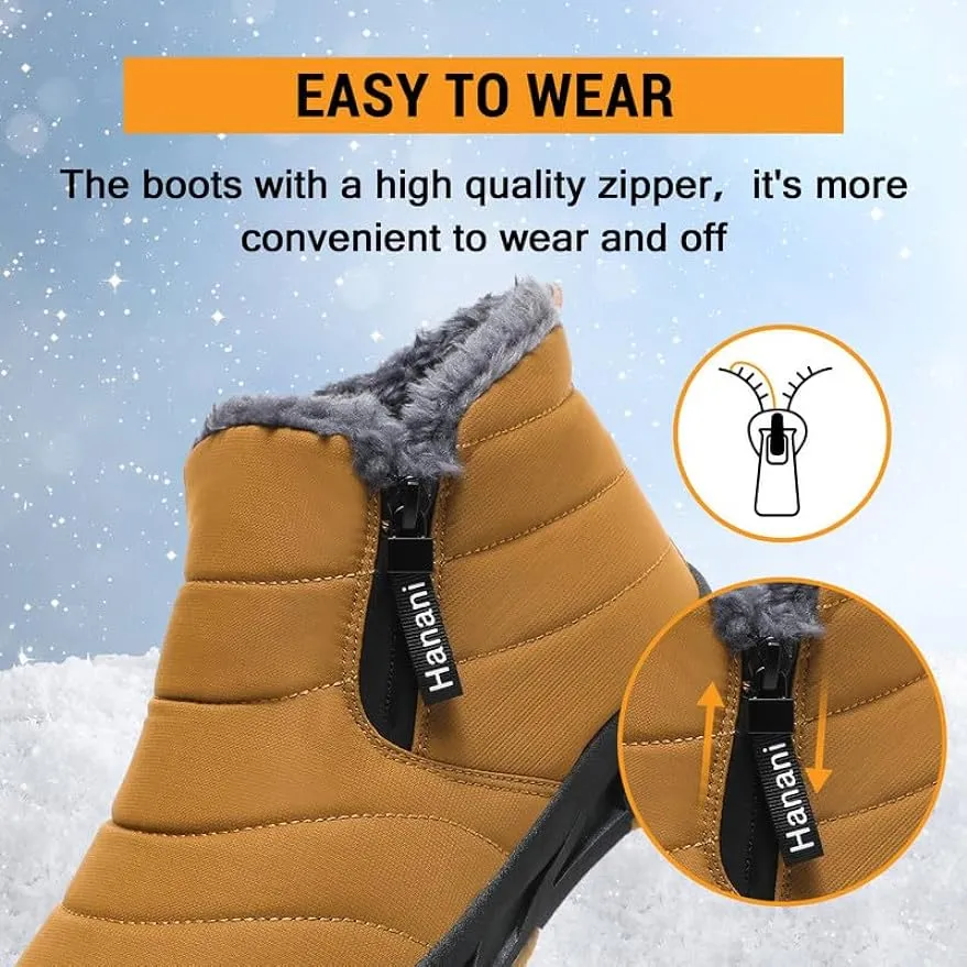 Winterschuhe Damen Warm Gefüttert Schneestiefel Reißverschluss Kurzschaft Stiefel Flach Winter Outdoor Boots Bequem Rutschfeste Winterstiefel