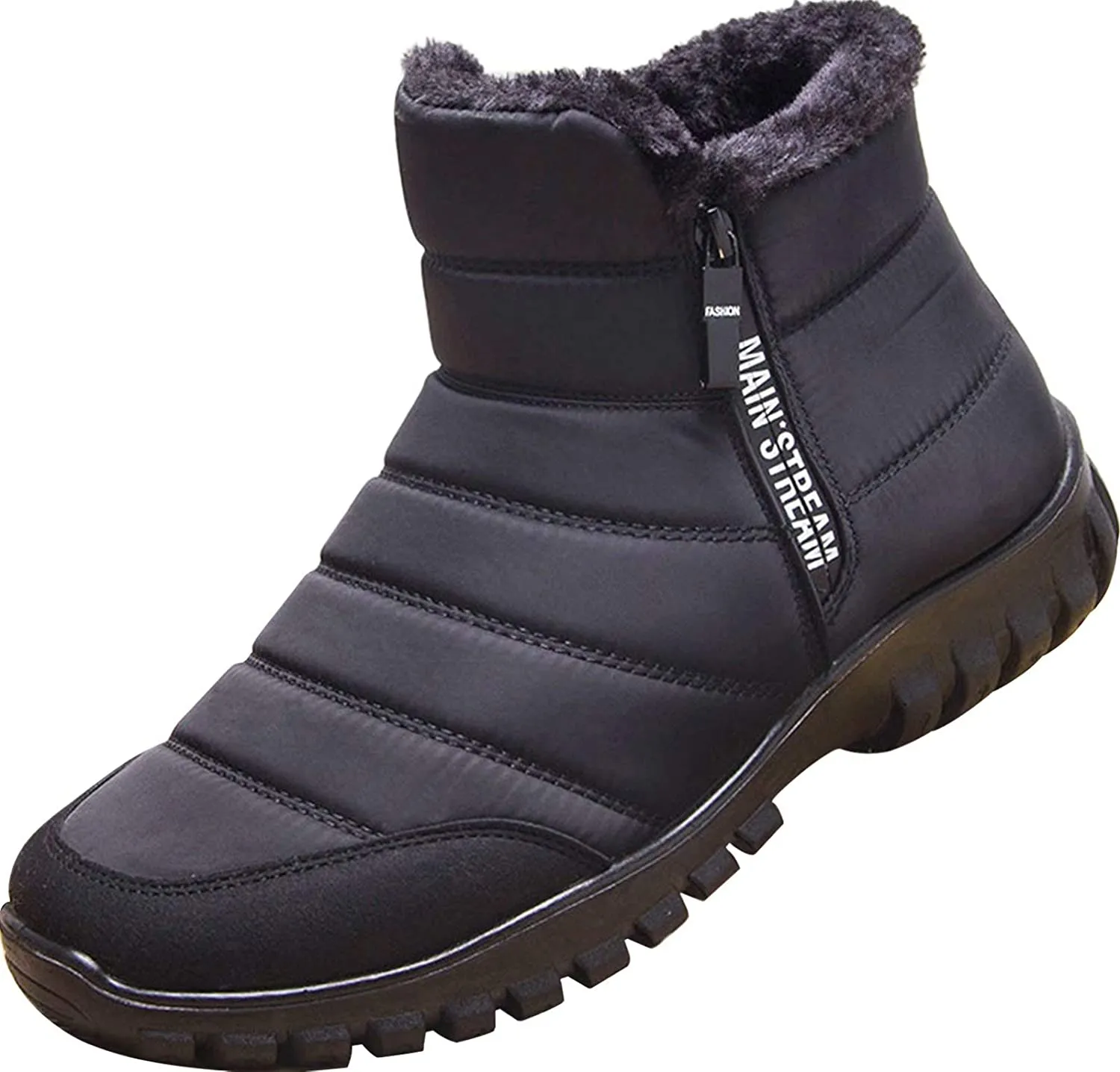 Winterschuhe Herren Kunstfell Warm Gefüttert Reißverschluss Winterstiefel Schneestiefel