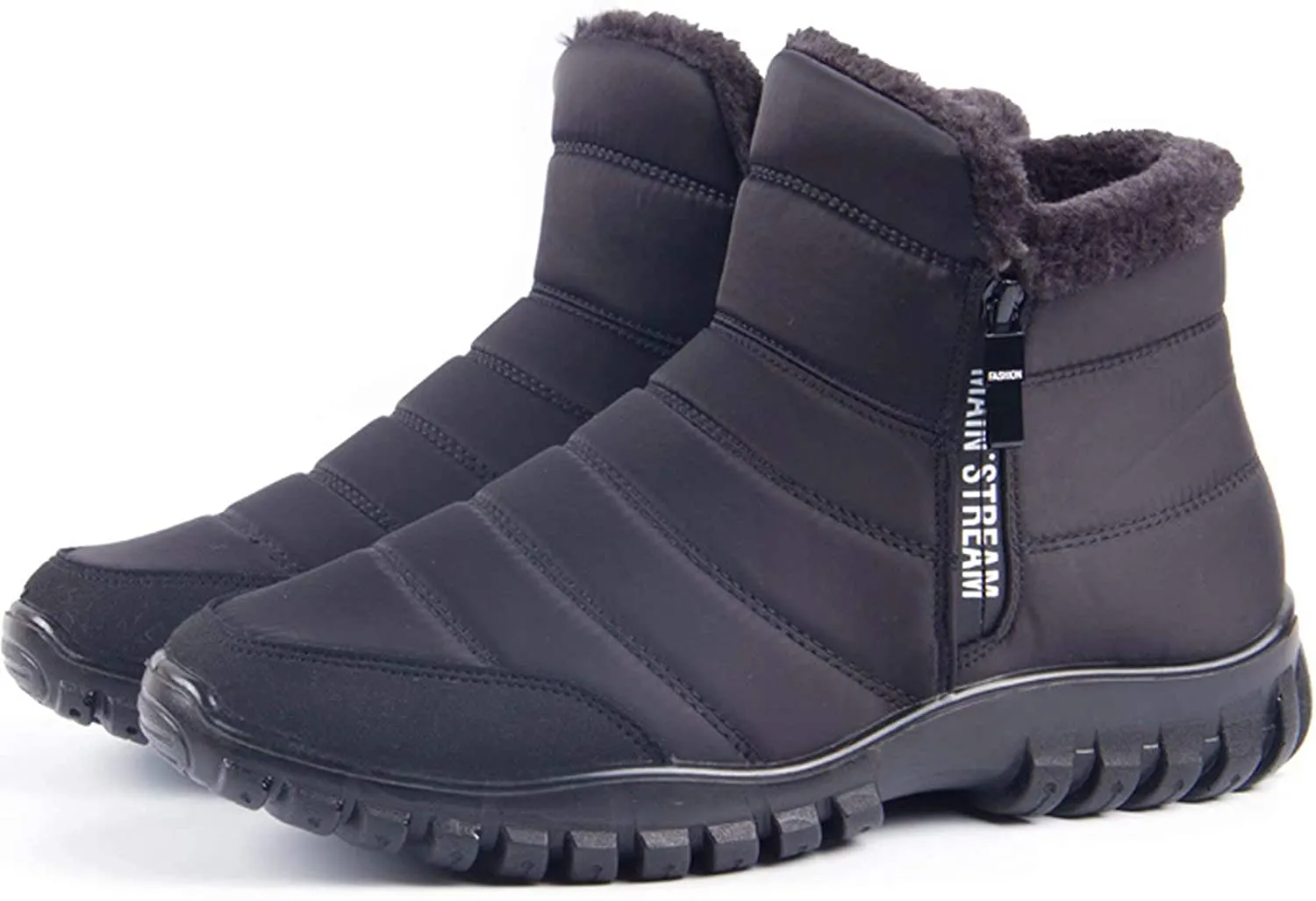 Winterschuhe Herren Kunstfell Warm Gefüttert Reißverschluss Winterstiefel Schneestiefel