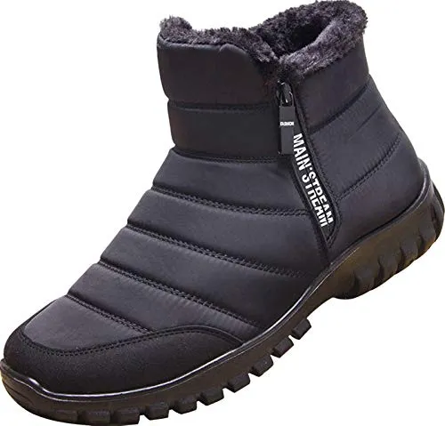 Winterschuhe Herren Kunstfell Warm Gefüttert Reißverschluss Winterstiefel Schneestiefel