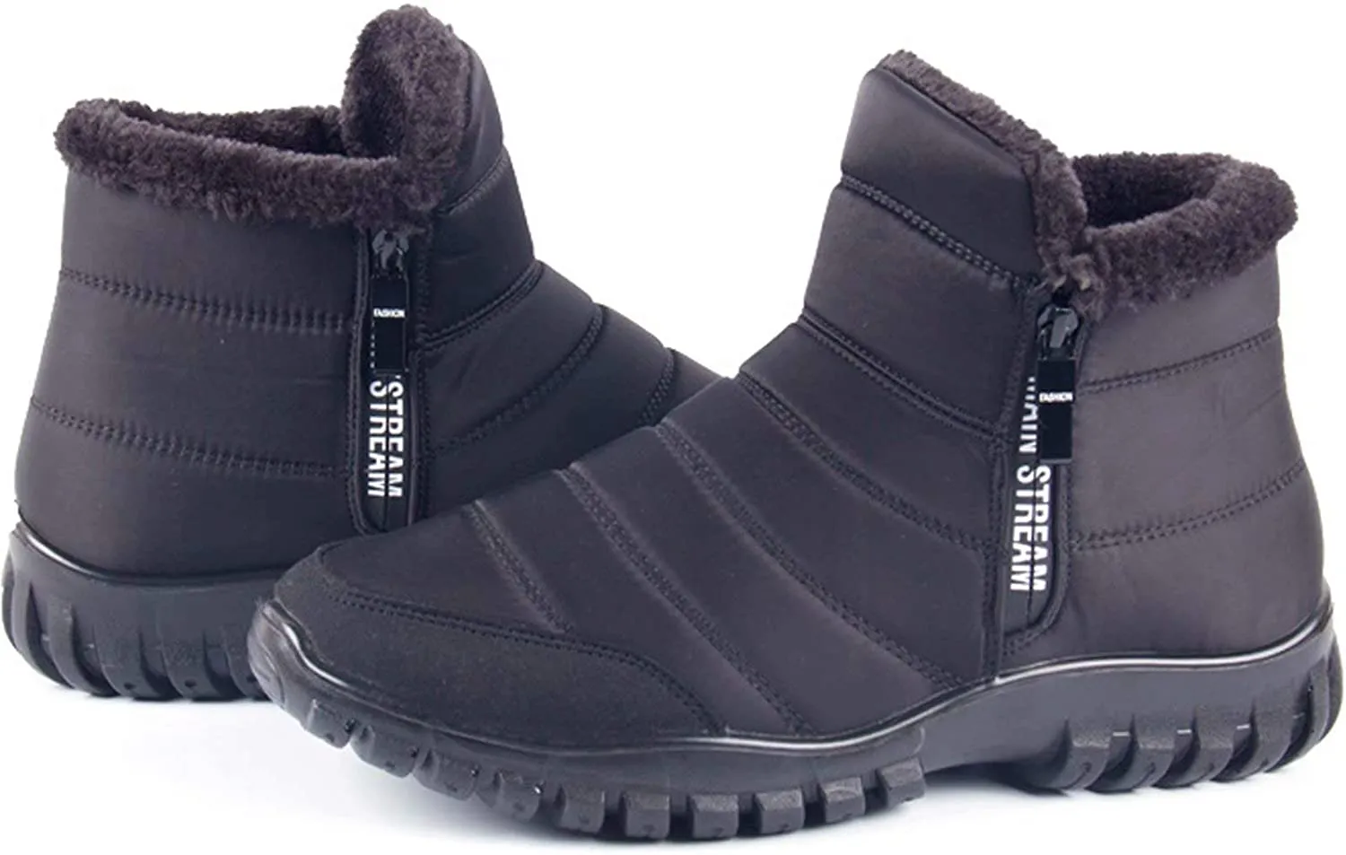 Winterschuhe Herren Kunstfell Warm Gefüttert Reißverschluss Winterstiefel Schneestiefel