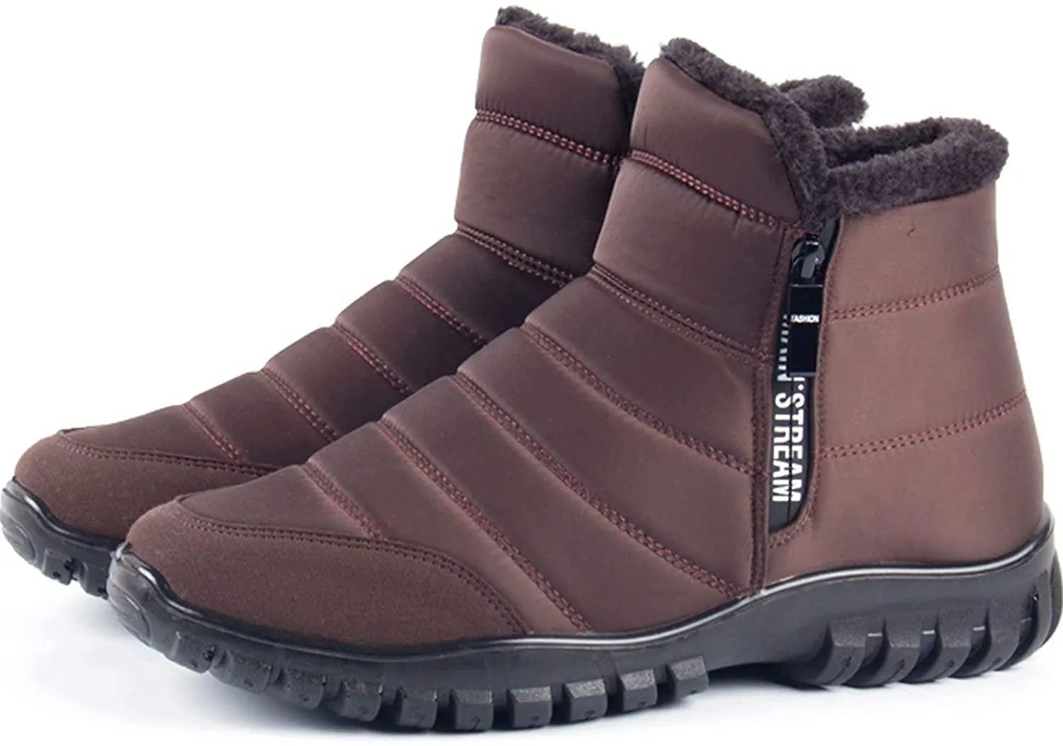 Winterschuhe Herren Kunstfell Warm Gefüttert Reißverschluss Winterstiefel Schneestiefel