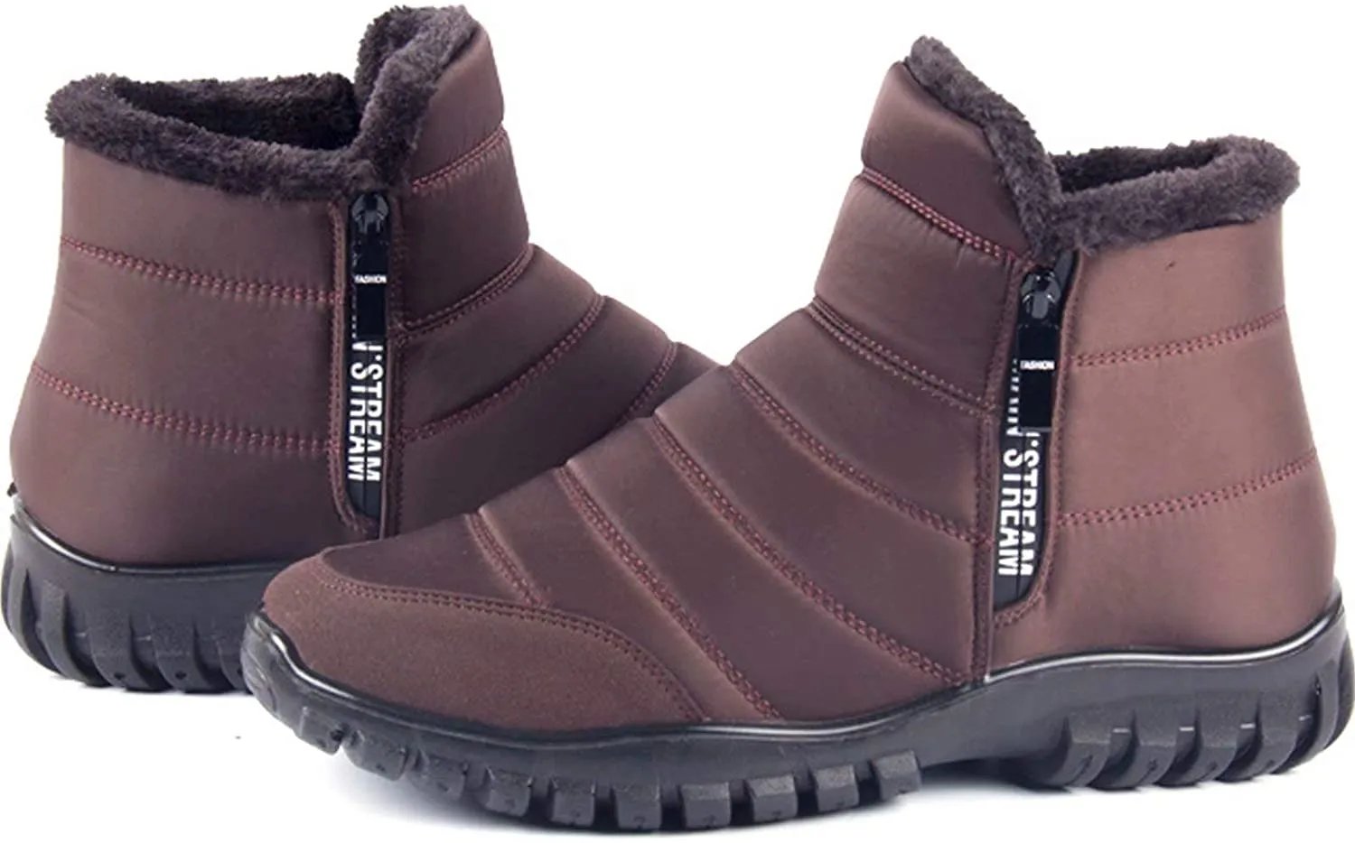 Winterschuhe Herren Kunstfell Warm Gefüttert Reißverschluss Winterstiefel Schneestiefel