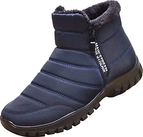 Winterschuhe Herren Kunstfell Warm Gefüttert Reißverschluss Winterstiefel Schneestiefel