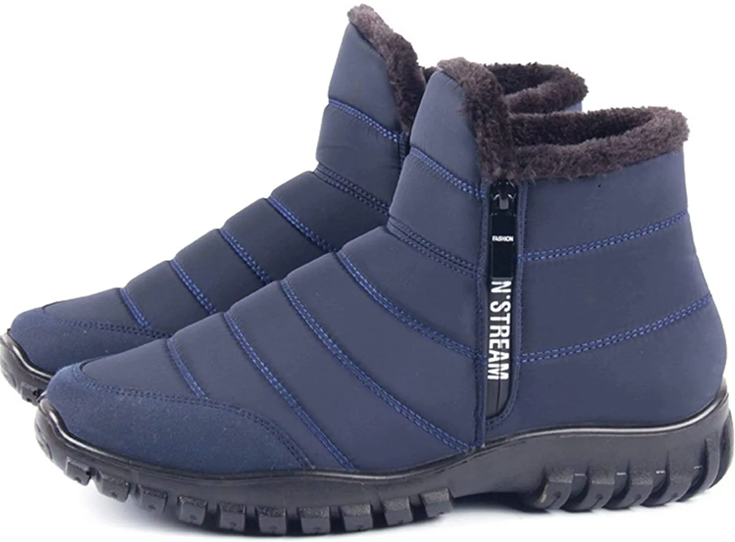 Winterschuhe Herren Kunstfell Warm Gefüttert Reißverschluss Winterstiefel Schneestiefel