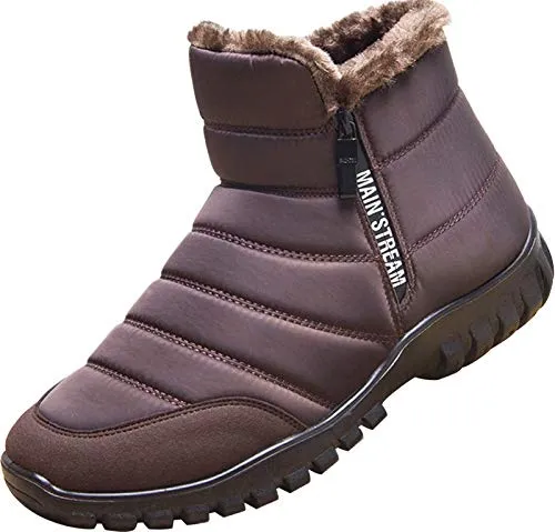 Winterschuhe Herren Kunstfell Warm Gefüttert Reißverschluss Winterstiefel Schneestiefel