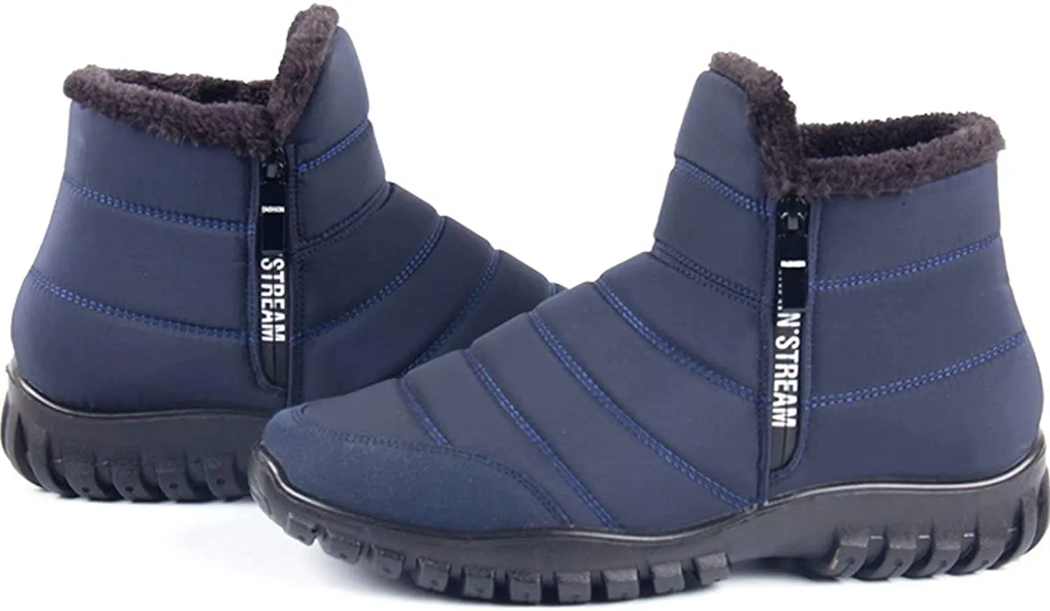 Winterschuhe Herren Kunstfell Warm Gefüttert Reißverschluss Winterstiefel Schneestiefel