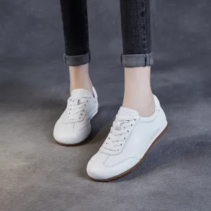 Women Minimalist Fashion Leather Soft Casual Training Sneakers