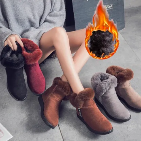 women's warm thick-soled velvet snow boots