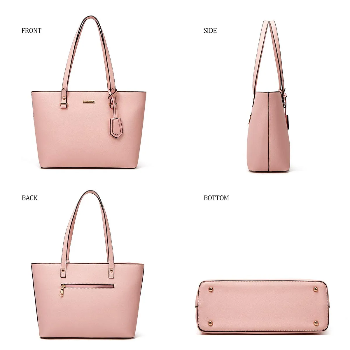 YTL Damen Handtasche Tote Shopper Groß Schultertasche Umhängetasche Geldbörse Kartenhalter Tasche 4-teiliges Set für Büro Schule Einkauf Reise Geschenk Rosa